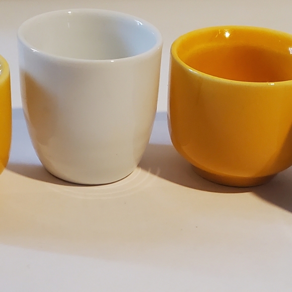 Set Of 4 Sake Cups Rosenthal Studio & Myland Vintage Ceramic Yellow & White - Picture 3 of 13
